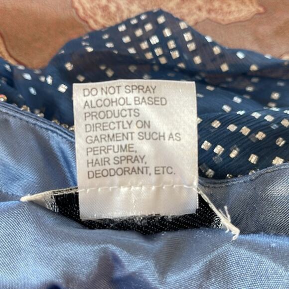 Interlude Couture Collection Strapless Beaded Silk Blue Mini Dress Size 8 - Picture 7 of 14